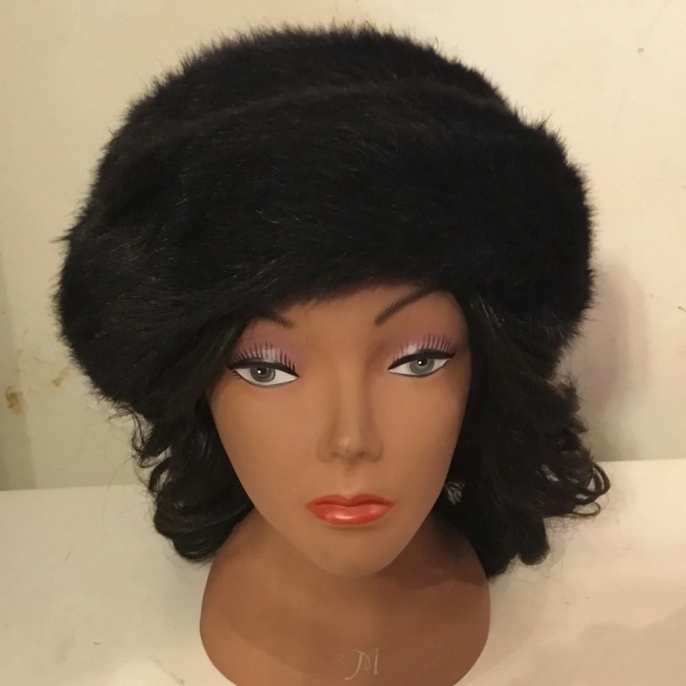 betmar Black Faux Fur Russian-Style Women's Hat